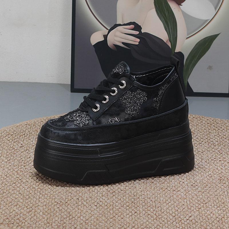 

Мода 12 см Женские Летние Дышащие Кроссовки-Сандалии на Массивной Подошве, Сандалии на Платформе и Танкетке, Шлепанцы, Туфли-Мюли, Женские 34 чёрный