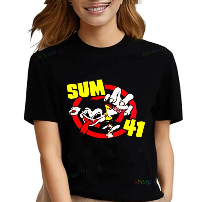 Rock Band Playera Sum 41  Unisexs T Shirts SUM41 Popular Punk Graphic Short Sleeve O Neck TShirt Casual Loose Clothes