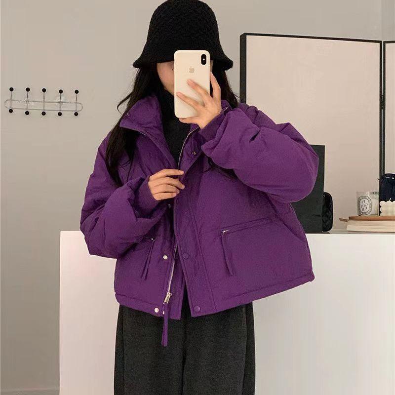 Dámská péřová bunda Stand Collar Zimní korejský styl Bílá kachní péřová lehký kabátek