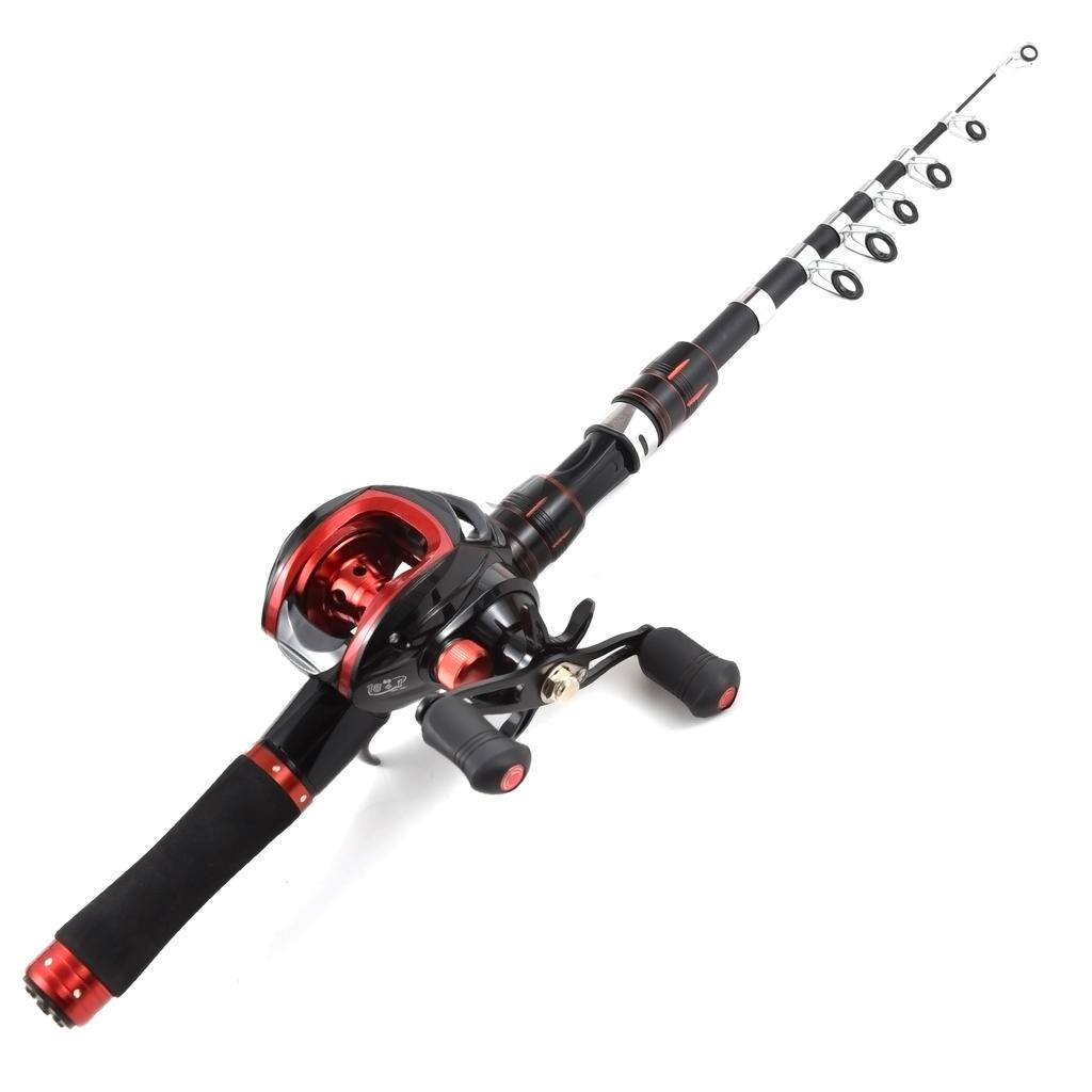 Wędka i kołowrotek Combo 2,4 m teleskopowa wędka z prawym kołowrotkiem castingowym