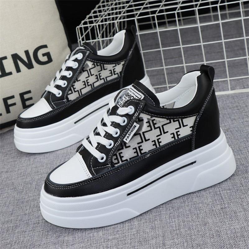 fashion 8CM Hidden Heels White Platform Wedges Sneakers Women Shoes High Top PU Leather Tenis Feminino Casual Basket Femme