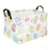 Cartoon Rectangular Easter Basket with Handle Easter Room Decor Storage Organizer Bin Box Foldable Clothes Laundry Hamper