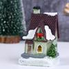 Xmas Gift Fairy Garden Mini Miniatures Resin Craft Figurine Village House Christmas Decoration LED Light Ornament