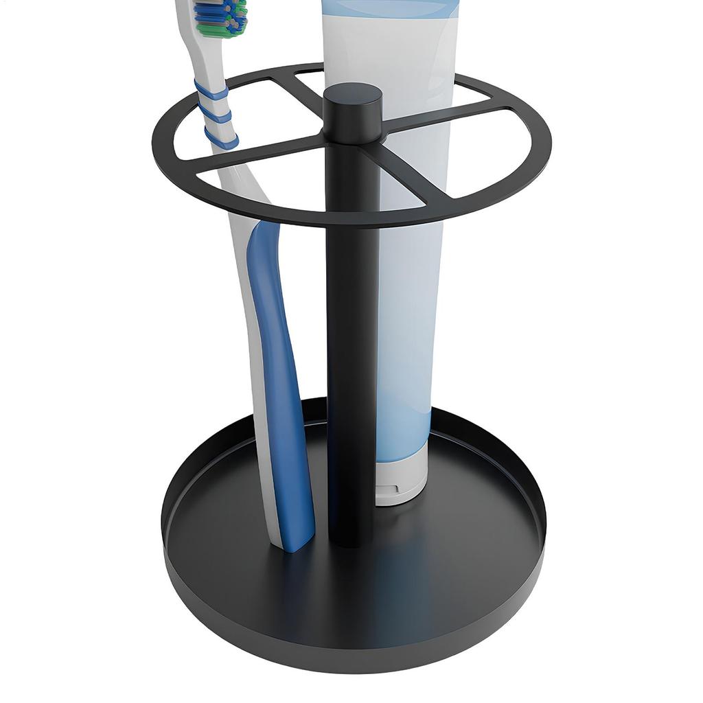 Stainless Steel Toothbrush Toothpaste Holder Anti-slip Space Saving Toothbrush Stand with Ventilated Slots Toothpaste Organizer