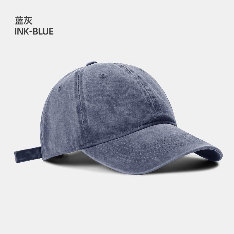 Washed baseball cap solid color trendy fashion casual men's and women's caps big head circumference versatile sun hat