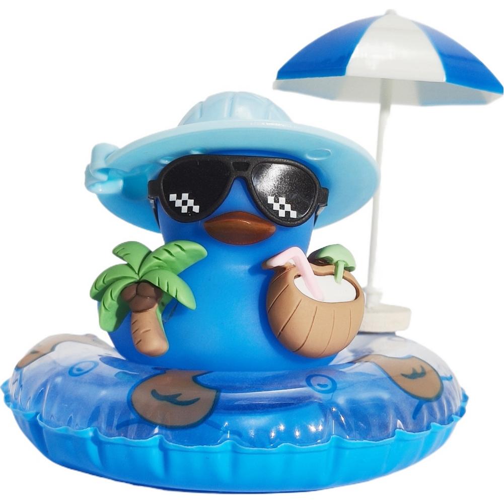 Cool Summer Duck Car Dashboard Decor, Rubber Duck With Swim Ring & Sunglasses, Cute Beach-Themed Ornament For Car Interior Gifts
