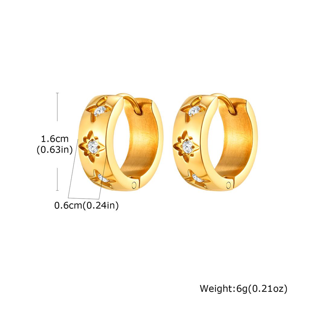 Zirconia Heart Star Huggies Earrings, Stainless Steel Hoop Earrings For Women, Hypoallergenic Trendy Daily Jewelry