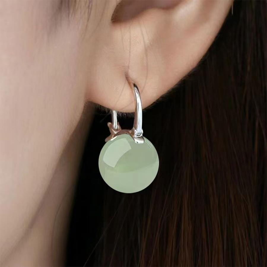 SUNSLL New Ancient Style Green Jade Bead Drop Earrings Temperament Ear Buckle For Women Girls Banquet Party Jewelry Gifts