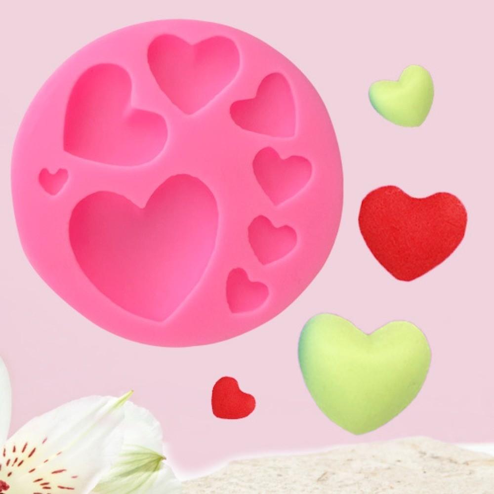 Cake Topper Mold 8 Cavity Silicone Mold Silicone Anti Stick Heart Mold Easy Demold Soft Fondant Mold Fondant Decoration розовый