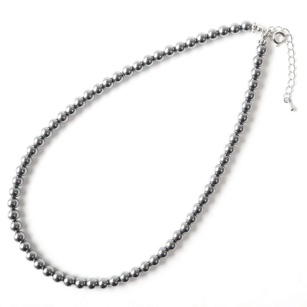 [GOLD STONE] Genuine Terahertz Ore Necklace, 6mm, High Purity, with Adjustable Hook (5cm), Approx. 40cm Long