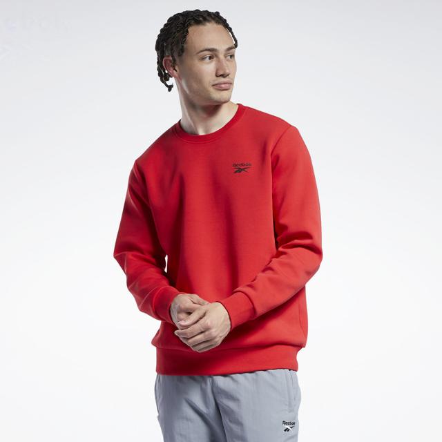 Reebok Solid Color Crew Neck Pullover Sweatshirt Unisex sweatshirt Red HF8535