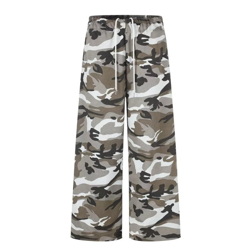 Unisex Camo Print Loose Fit Casual Trousers Streetwear Wide Leg Pants Teens Adults
