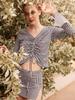 Bohemianbeullu Gingham V-Neck Drawstring In-Pad Rash Guard