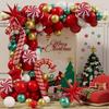 Christmas-Themed Red Balloon Party Set Candy Cane Holiday Decorations Aluminum Foil Balloon Set