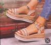 Sandali Estivi Nuovi con Fibbia e Tacco a Zeppa Scarpe Bocca di Pesce Taglia Grande Moda Punta Tonda Calzature Comode con Fondo Spesso