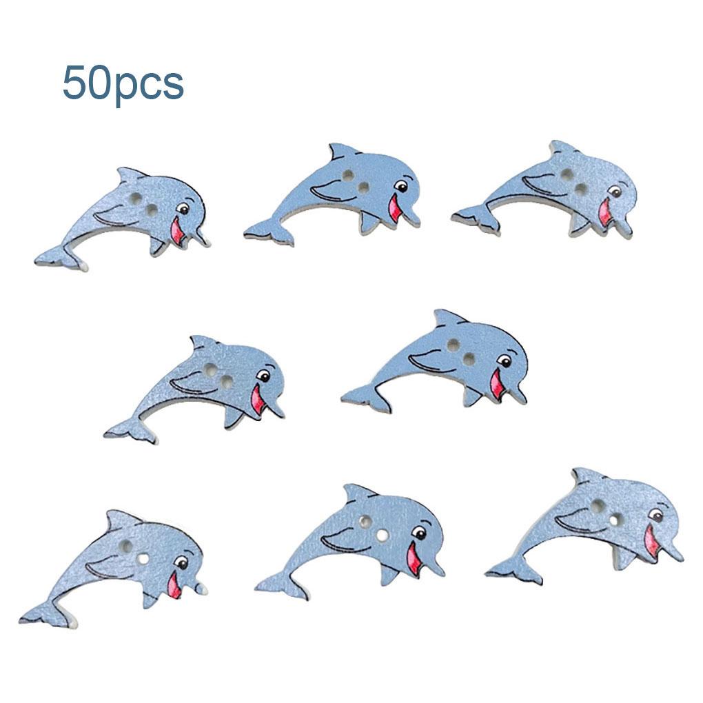 Balení 50 Dřevěných Knoflíků Vynikající Hrubý Povrch Široce Použitelné Zapínání Knoflíky s Dříkem ve Tvaru Ryby Šicí Potřeby pro Stehování