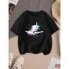 European Sizes Girls' Cotton T-Shirt with Ballet Dancer Graphic Print - Soft Stretch Round Neck Summer Casual Top