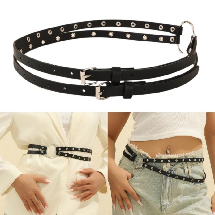 Grommet Belt Grunge Punk Waist Belt Modern Buckle for Jeans Dress Unsiex