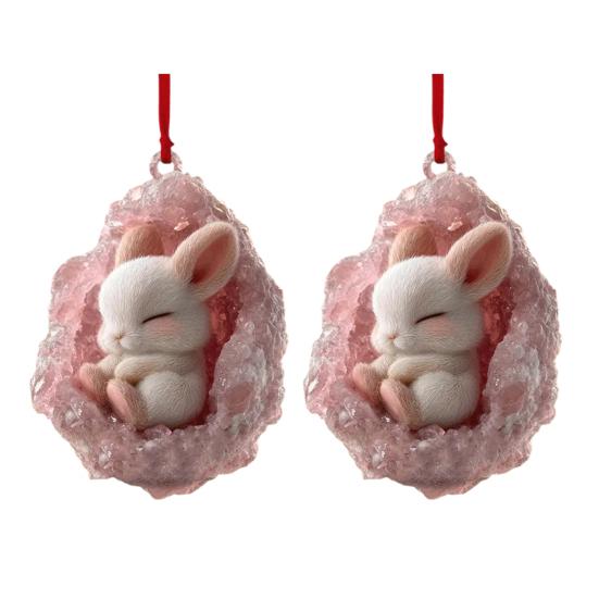 Geode Animal Decoration 2D Acrylic Forest Crystal Cave Little Animals Christmas Hanging Ornament
