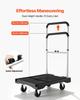 Foldable Push Cart Dolly, 149.69 kg Capacity, Folding Platform Truck with Swivel Wheels, Moving Platform Hand Truck Flatbed Cart, Adjustable Push