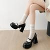 Black French small fragrant style thick heel high heels women's 2025 new summer retro versatile Mary Jane small leather shoes