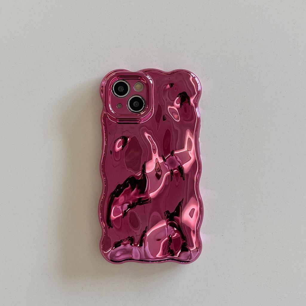 Stylische einfarbige stereoskopische Wellen-Knitter-Blasen-Handyhülle für iPhone 17 16 15 14 13 12 11 Pro Max Plus 17 Air