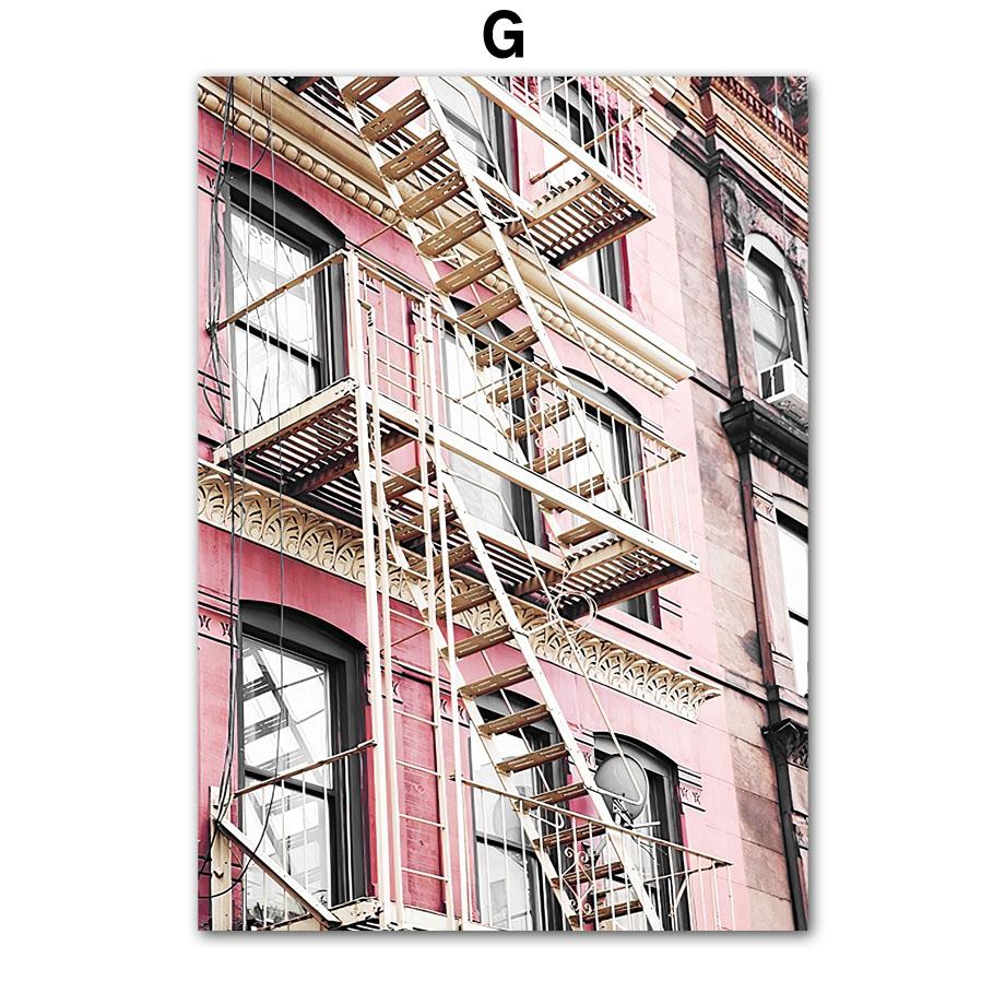 Pink Paris Building Car Cherry Blossom Rose Wall Art Canvas Painting Nordic Landscape Posters Prints Pictures Living Room Decor