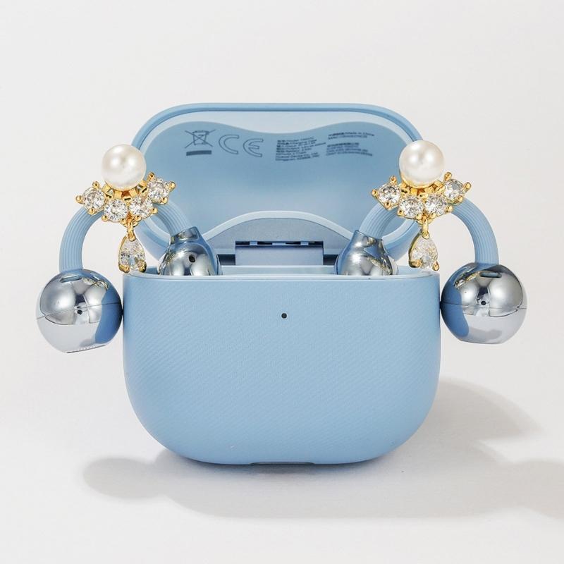 Elegant Pearls Waterdrops Shaped Ear Clip Attachment For FreeClip 1 2 Earbuds Enhancer Coppers Zircons Embellishment