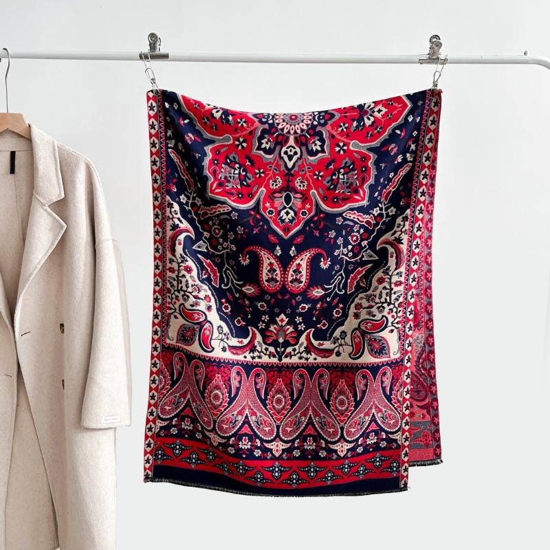 Women's shawl autumn and winter new imitation cashmere cashew flower scarf femininity long fringed double-sided scarf dual-purpose