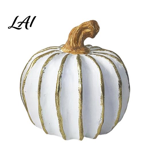 Halloween Display Props Fall Pumpkin Decor White Gold Thanksgiving Decorative Pumpkin Resin Pumpkins Minimalist Festive Ornament Figurine