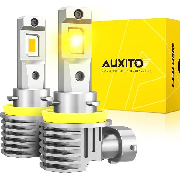 AUXITO 2024 Upgraded H4 LED Bulb, 1:1 Mini Size No Adapter Required, 6500K White, Non-Polarity, 9003 LED Fog Lights, Plug And Play, Pack Of 2