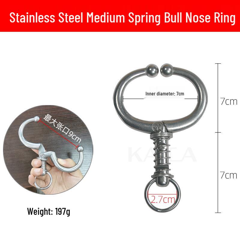 Stainless Steel Bull Nose Pliers for Cattle, Large Size, Punch-Free Spring Type Traction Tool