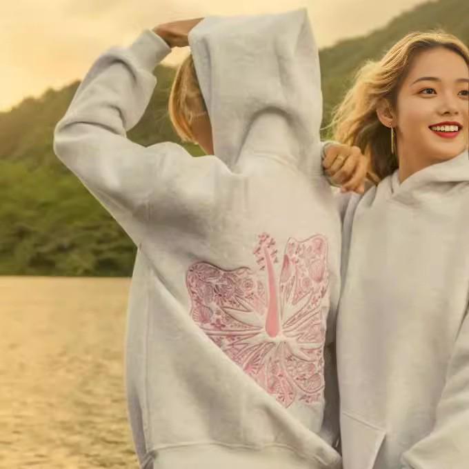 European Size Coconut Wave Embroidery Hoodie with Drop Shoulder Sleeves