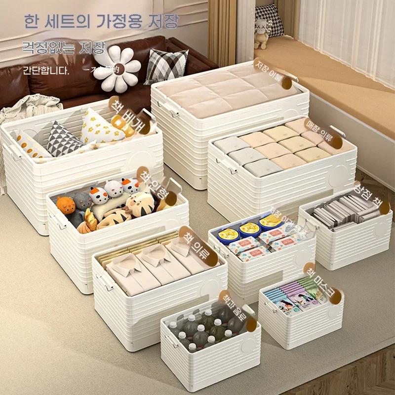 Super Large Capacity Storage Bin With Wheels Foldable Clothes Storage Box Bedroom Stackable Durable Clothing Organizer Box