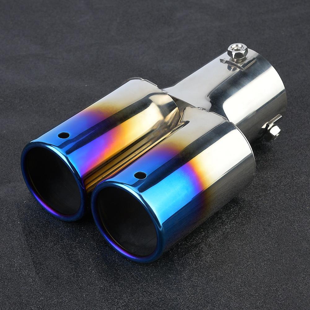 Stainless Steel Car Modified Double Exhaust Pipe Rr Muffler Tip Tail Throat