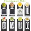 Blue Adjustable Mandoline Slicer with Large Food and Fruit Chopper 12-in-1 Bin, Multi-Blade Salad, Potato, Vegetable,