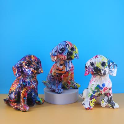 Decorazioni Colorate Statua Bulldog Francese Arte Graffiti Statuette Cane Animale Casa Mobile Bar Soggiorno Scrivania Ornamento Animale