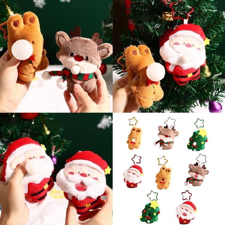 Lovely Santa Soft Plush Cartoon Christmas Tree Keychain for Bags and Keys Keyring Adorable Charm Birthday Gifts