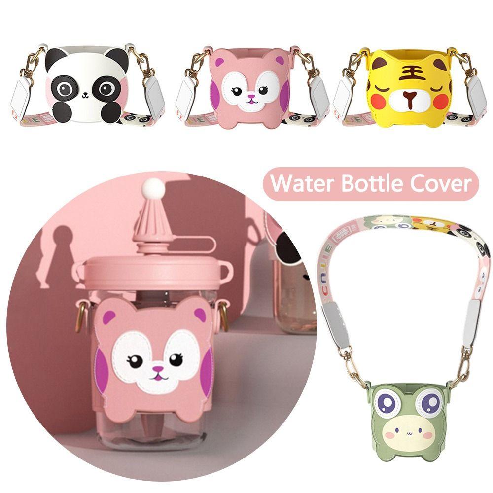 

Чехол для бутылки с водой из искусственной кожи, мультяшный вакуумный стеклянный чехол с чашкой, портативный чехол для бутылки с водой, чехол для кемпинга