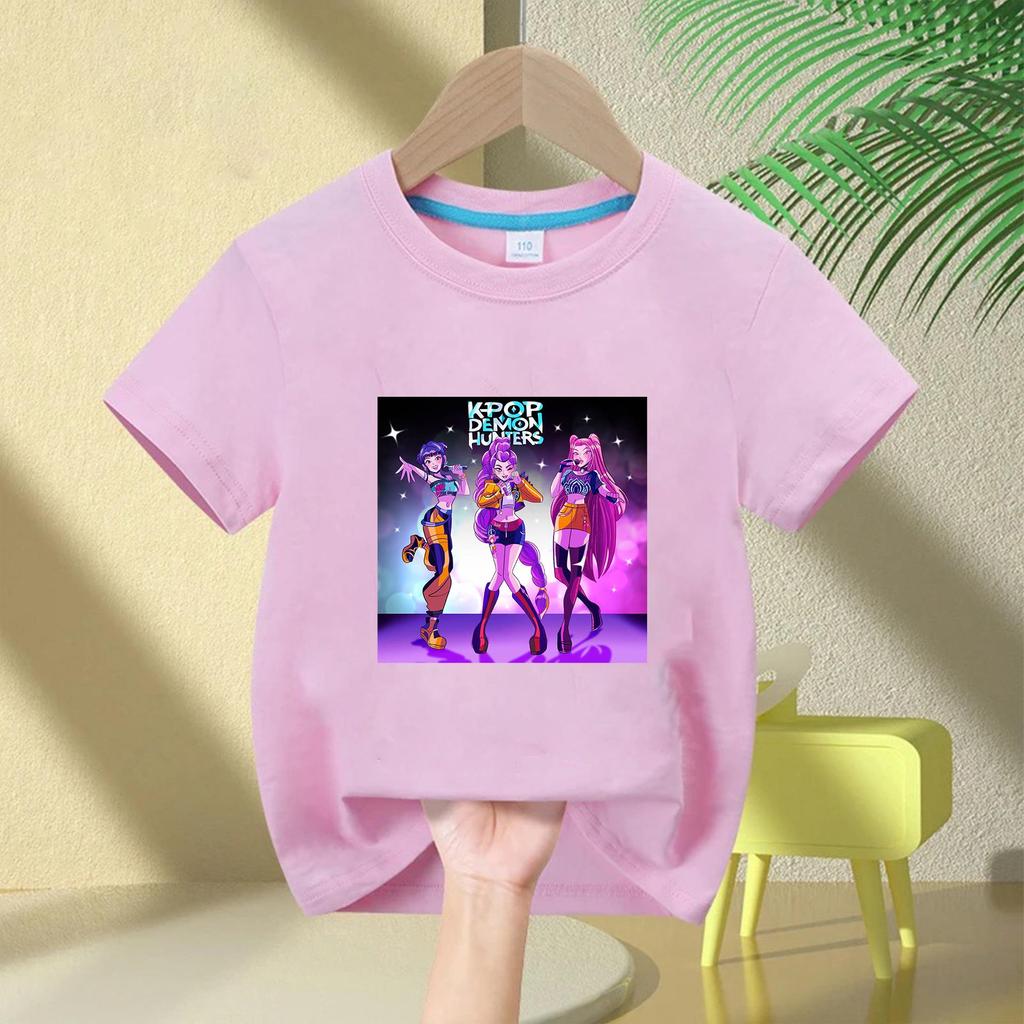 Demon Hunter Squad Kids Anime Print Casual Short Sleeve T-shirt