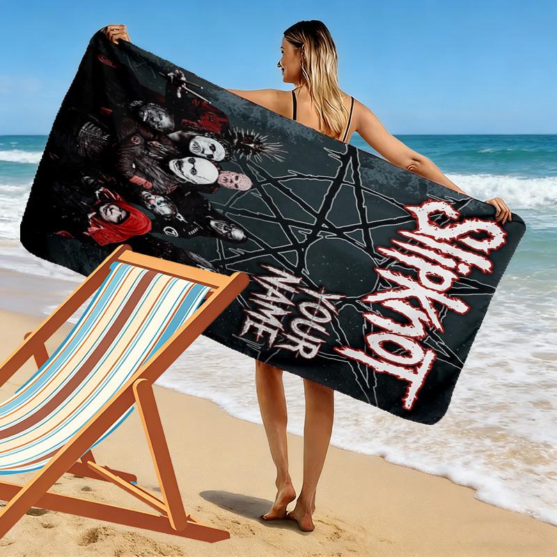 Name Custom Slipknot Print Beach Towel, Large Soft Quick Dry Towel for Beach Camping Swimming
