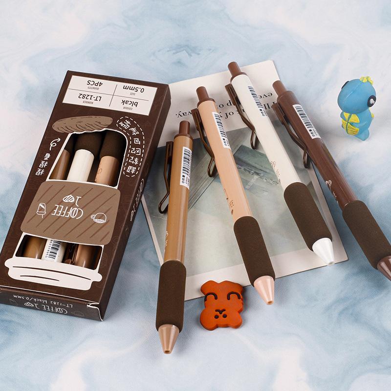 Drücken Sie den Stift Kaffee Weicher Eurobag-Stift Hohes Erscheinungsbild Schnelltrocknender Pinsel Fragestift Student Schreibwaren Prüfung Schwarzer Kugelschreiber