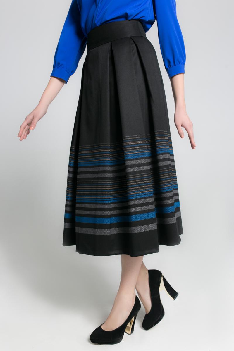 

Спідниця міді зі складами 40 синій/чорний