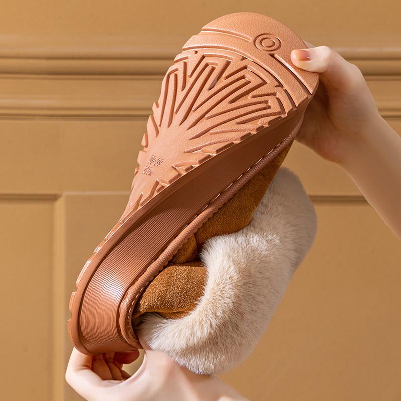 Cotton Slippers for Women Winter Snow Boots for Home and Indoor Warmth with Plush Thick Sole Couple Slippers