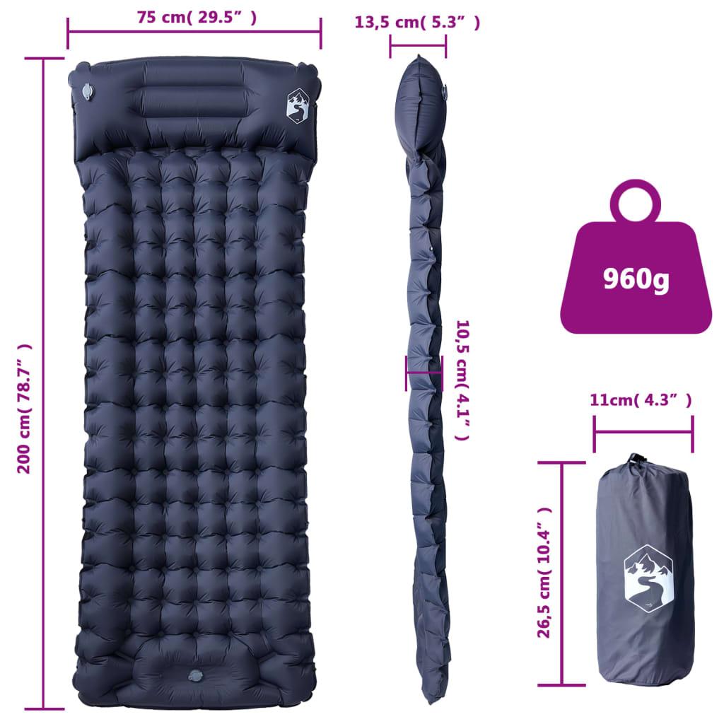 Self Inflating Sleeping Pad with Pillow Gray
