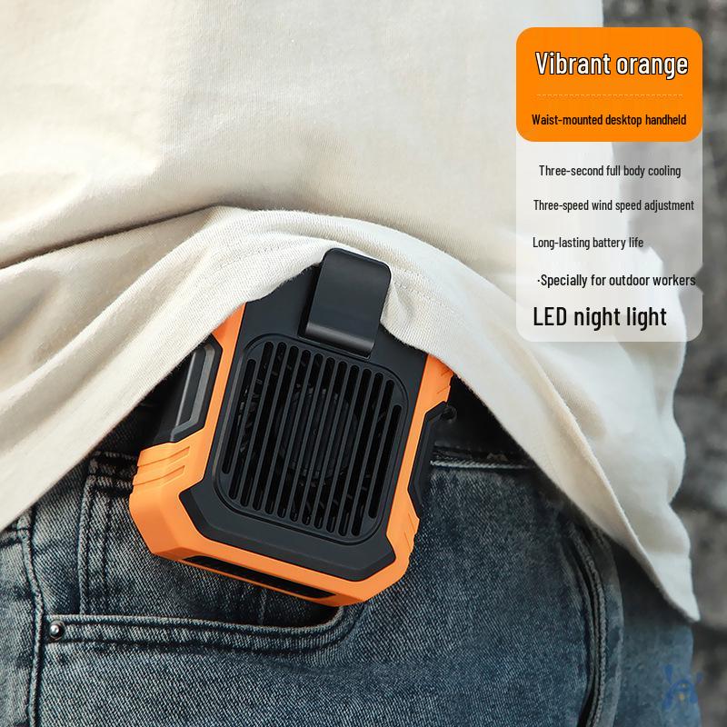 Portable Rechargeable Clip-On Waist Fan for Outdoor Use Neck/Waist/Handheld/Desktop/Rechargeable