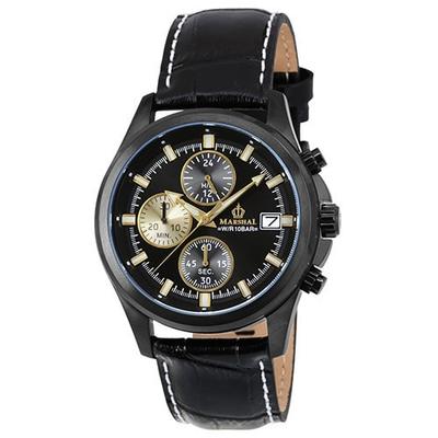 MARSHAL Men's MRZ020-LBBK (Sun Flame) Round Watch Black Stainless Multi-Hand Analog