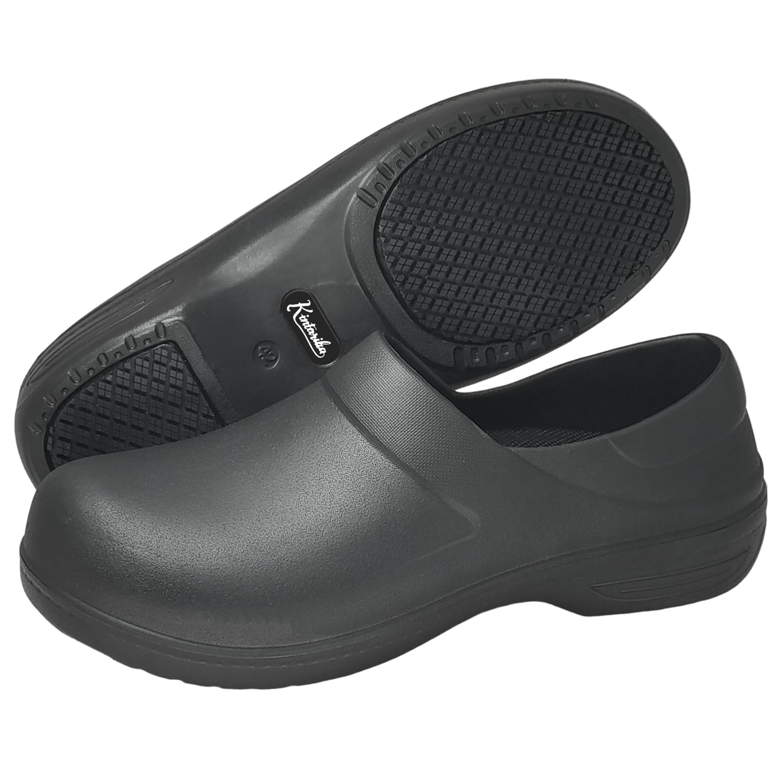 

Kintarila Поварские туфли, Черные, Кухонные сабо, Нескользящие, Водонепроницаемые, Рабочая обувь из ЭВА для мужчин и женщин, S087 (Черный, 43см, 26.5см)