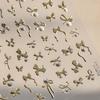 Shiny Red Bowknot Bow Tie Silk Ribbon Butterfly 5D Nail Art Sticker Pearl Rhinestones Self Adhesive Decoration Manicure Decal