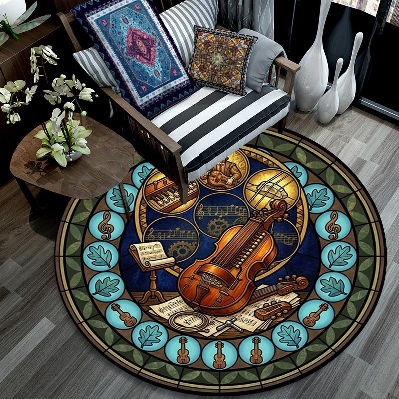 Harmonious Musical Harmony Round Area Rug Under Office Chairs Bedroom Living Room Home Decor